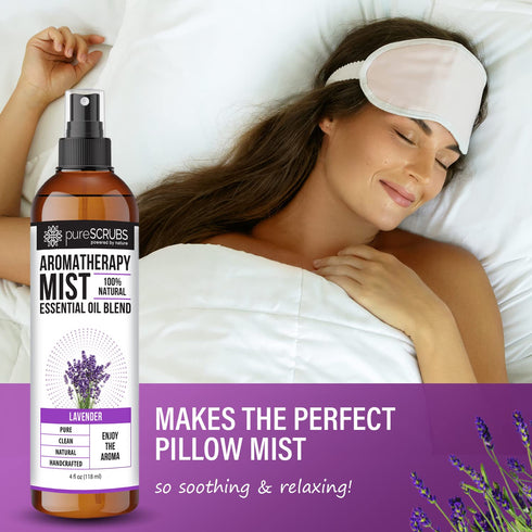 pureSCRUBS Premium Lavender Aromatherapy Spray Mist - 100% Natural Essential Oils, 4oz