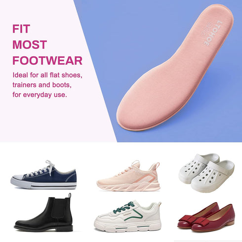 Memory Foam Insoles for Women, Replacement Shoe Inserts for Work Boot, Running Shoes, Comfort Inner Soles Pink US 7