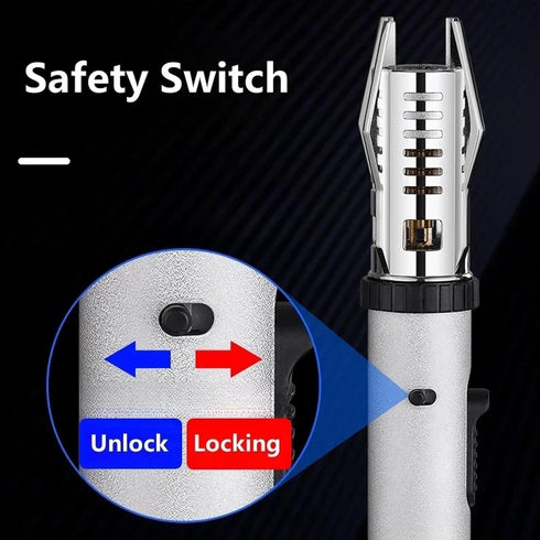 Multifunctional Large Windproof Welding Torch Lighter - Powerful Adjustable Red/Blue Flame for BBQ, Camping (Silver)