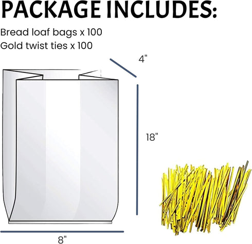 Reusable Plastic Bread Bags, 50 Pack Clear Bags with Ties for Airtight Storage of Homemade Bread