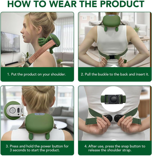 Niifawh 4D Neck Massager, Neck and Back Massager with Heat, Portable Body Massager for Shoulder, Kneading Simulated