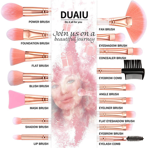 DUAIU Professional Makeup Brushes Set, 16PCS Marble Handle with 4PCs Sponge Blenders, Makeup Tool Kit