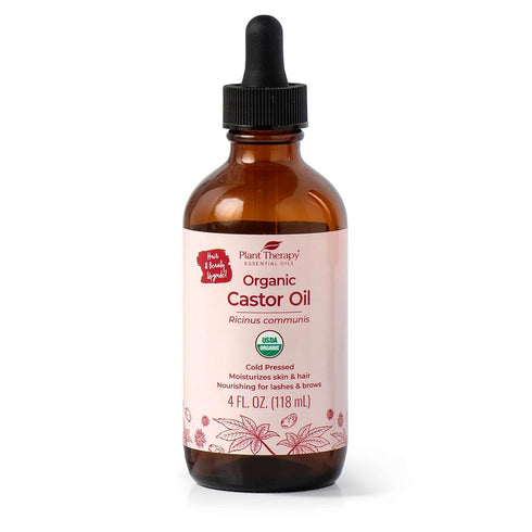 Plant Therapy Castor Oil - USDA Organic Cold Pressed 4 oz Conditioning Oil for Hair Growth & Dry Skin