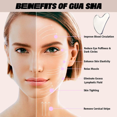Livronic Gua sha Tool for Face | Stainless Steel Gua Sha | Facial Tools Metal Gua Sha | Tighten Skin Care Tools |