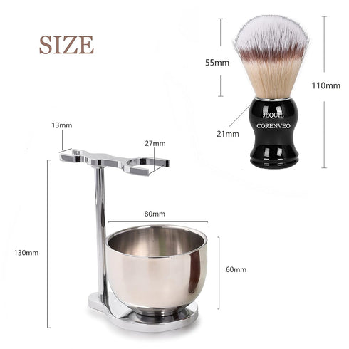 Shaving Set for Men, 3 in 1 Grooming Set with Shaving Brush, Bowl, Razor & Brush Stand