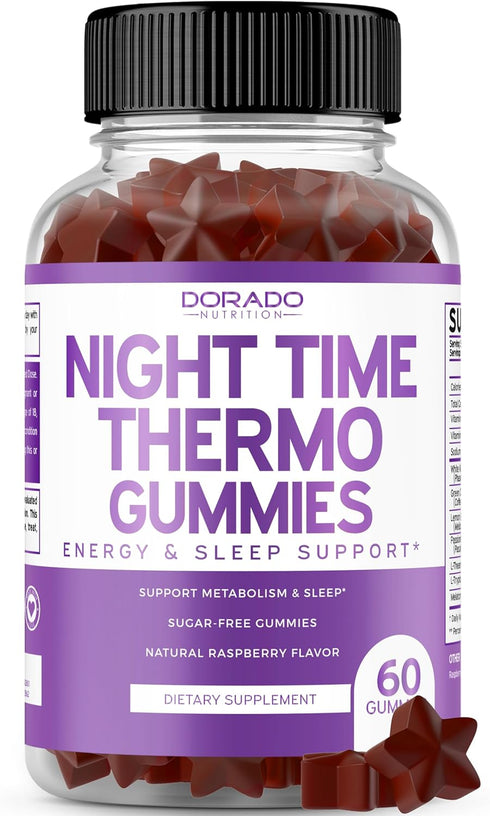 Night Time Fat Burner Gummies (60 Count) Weight Loss & Metabolism Gummies - Sugar Free Raspberry Flavor