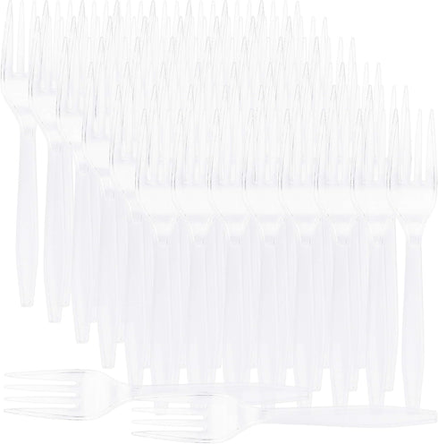 Plasticpro Clear Plastic Forks Disposable Cutlery Utensils, 50 Count