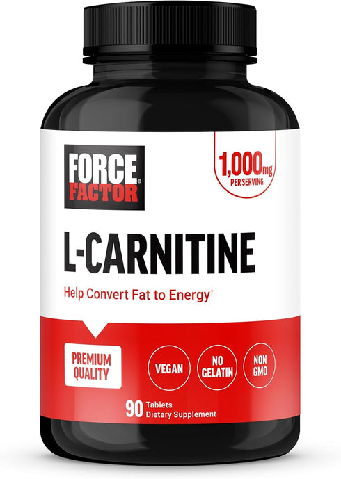 FORCE FACTOR L-Carnitine Supplement, L Carnitine Tartrate 1000mg Capsules to Convert Fat Into Energy