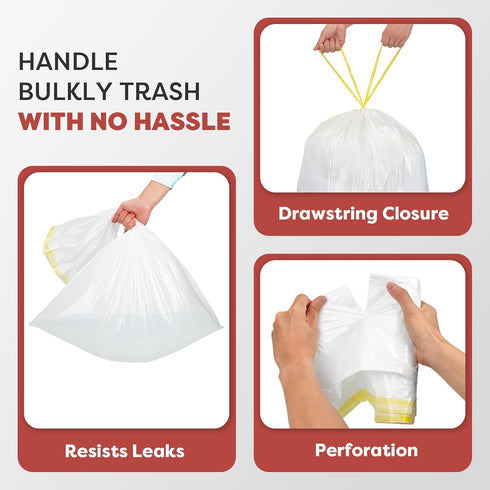 Holuwiso 15 1.3 25.2 30.3 Inches 60 Count Gallon Trash Bags Drawstring, Mil Ultra Thick High Stretch Tall Kitchen