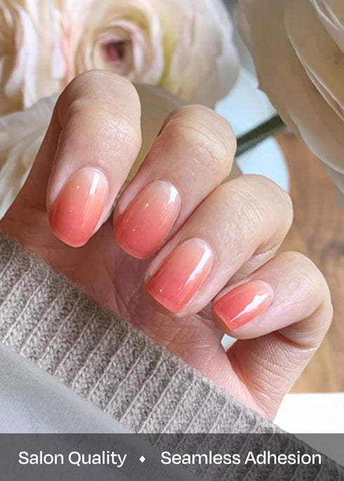 ohora Semi Cured Gel Nail Strips (N Basic Nails no.1) - Red Ombre, Works with Any UV/LED Lamps, Salon-Quality
