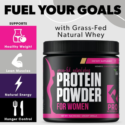 Whey Protein Vanilla Powder for Women, Low Carb, Gluten Free, 1 lb