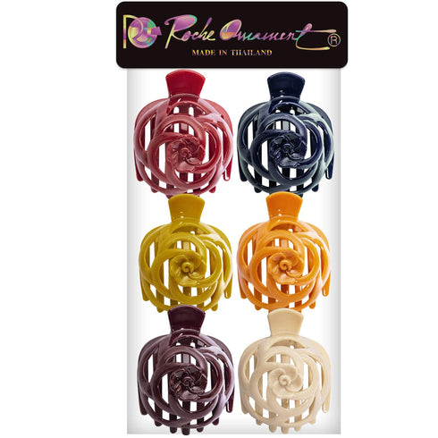 RC ROCHE ORNAMENT 6 Pcs Bun Maker Hair Clip, Side Slide Round Dome Comb Clamp Updo, Medium Classic Multicolor