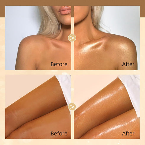 UCANBE 3 Pcs Face Body Glitter Liquid Highlighter, Illuminator Dewy Drops with Makeup Brush, 50ml/1.69oz x 3