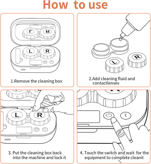 mUGLE Portable Ultrasonic Contact Lens Cleaner with USB Charger - Fit Disposable Soft, Colored & RGP Lenses - Travel