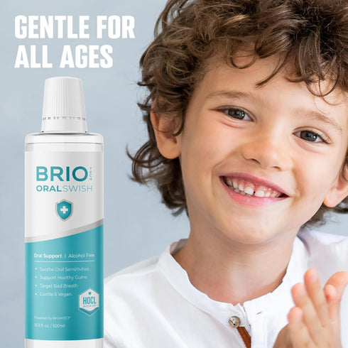 BRIOTECH Pure Hypochlorous Acid Oral Swish, Alcohol Free Mouthwash Rinse, 16.9 fl oz for Oral Care