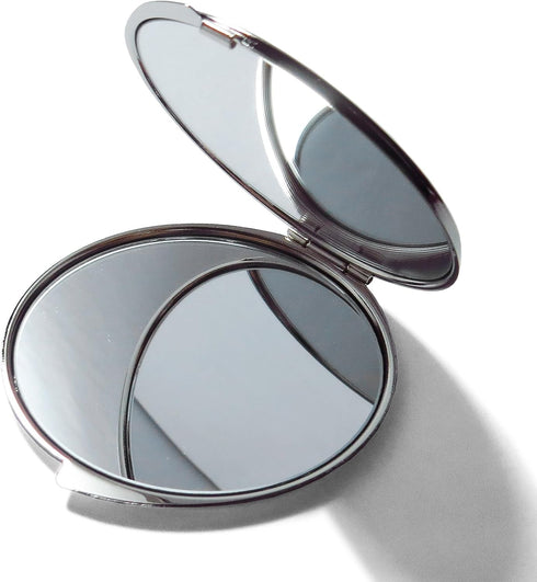 MADDesign Mother of Pearl Compact Makeup Mirror, Folding Magnify, Butterfly Flowers, Pink Yellow