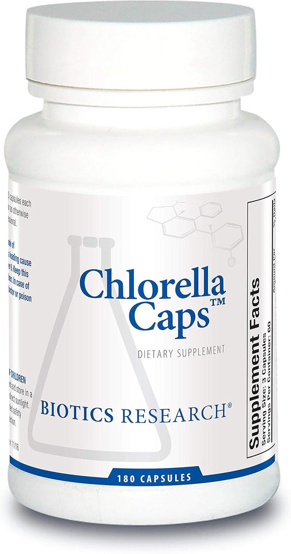 Biotics Research Chlorella Capsules for Digestion, Detox, and Immune Support, 180 Capsules