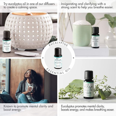 Ellia Diffuser Essential Oil Eucalyptus - 100% Pure, Therapeutic Grade, 15 mL Bottle