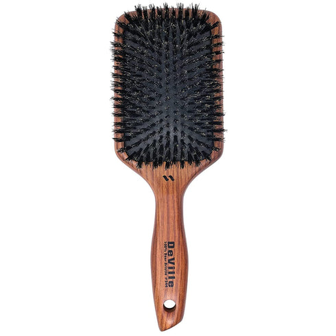 Spornette Deville Cushion Paddle Brush, Boar Bristle Hair Brush for Straightening, Smoothing, Detangling