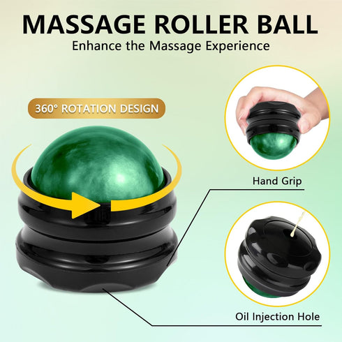 Oil(8 Oz) Pjordo Sore Muscle Massage Oil for Massage Therapy, with Massage Roller Ball & Thumb Saver Massager, Body