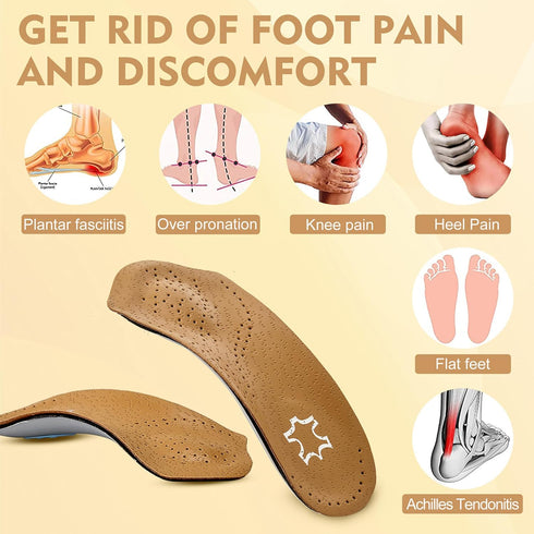 Arch Support Insoles for Women/Men, 3/4 Plantar Fasciitis Insoles, High Arch Supports for Flat Feet, Foot Pain Relief