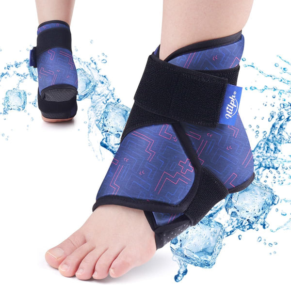 Hilph Ankle Heel Ice Pack Wrap for Swelling & Achilles Tendonitis, Reusable Gel Ice Pack for Pain Relief (Blue)