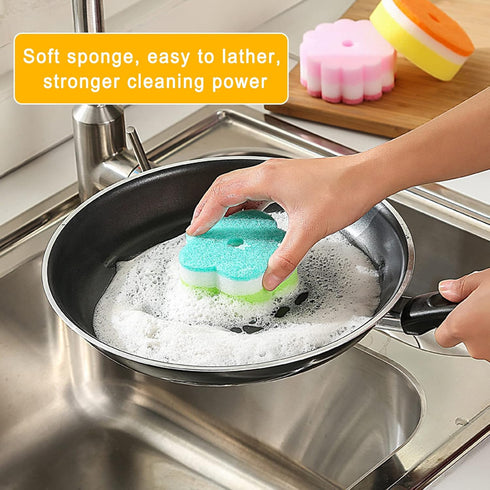 Multi-Purpose Kitchen Sponge, Individually Wrapped Dishwashing Sponge, Odor-Free Mesh Net Scouring Pad (Multicolor)