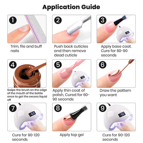 RARJSM Gel Paint for Nail Art, Nude Liner Gel Polish Set, 12 Colors with Thin Sharp Brush