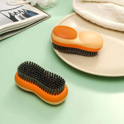Laundry Stain Brush 2 Pack, Two-Side Soft Bristle Scrub Brush for Stain Removal, Silicone Household Washing Brush