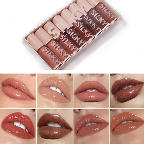 MAEPEOR Shiny Glossy Lipgloss Set 8PCS, Non-Sticky Moisturizing, Long-lasting High Shine & Shimmer Liquid Lipstick