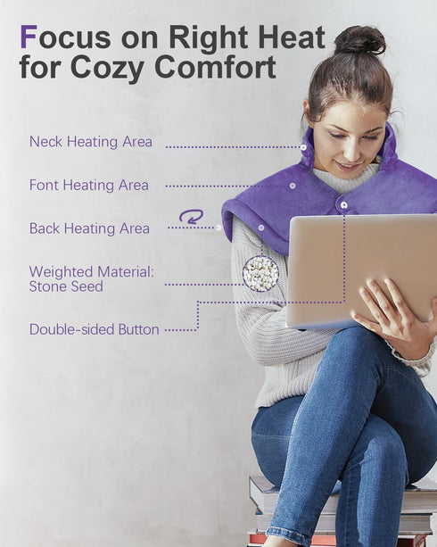 Heating Pad for Neck and Shoulder Pain Relief - 2lb Electric Heating Pad with 6 Heat Settings, Auto Shut Off, Large