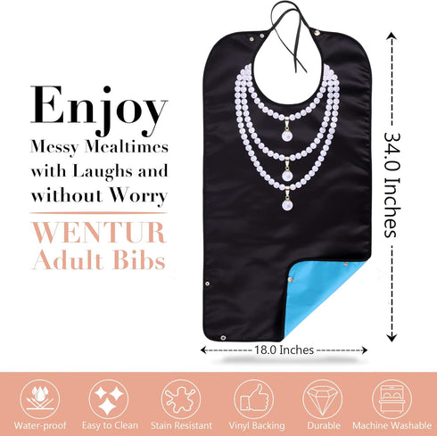 Washable Waterproof Adult Bib for Women with Crumb Catcher