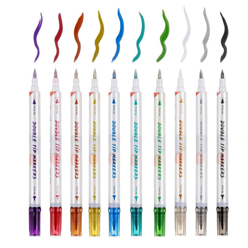 HAWINK Temporary Tattoo Markers for Skin, 10 Body Markers + 56 Large Tattoo Stencils for Kids and Adults, Dual-End Pens
