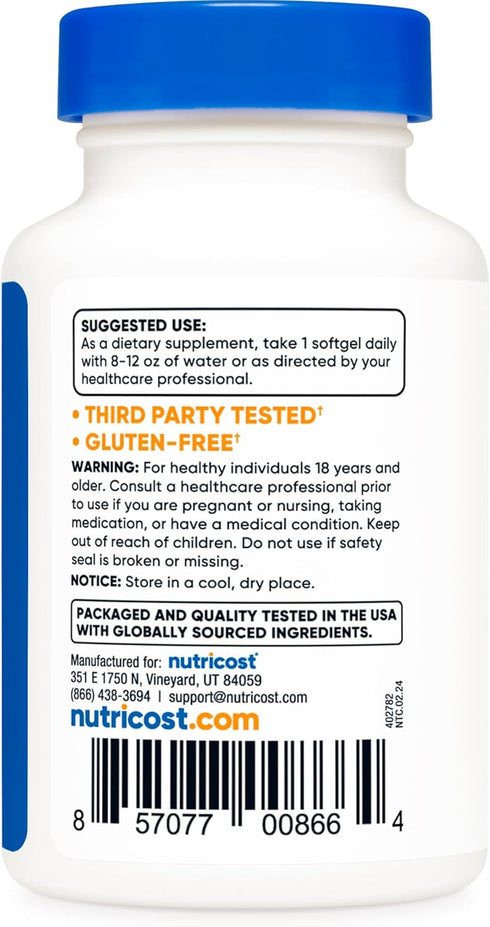 Nutricost Vitamin K2 (MK7) 100mcg + Vitamin D3 5000 IU - 120 Softgels, Gluten Free and Non-GMO