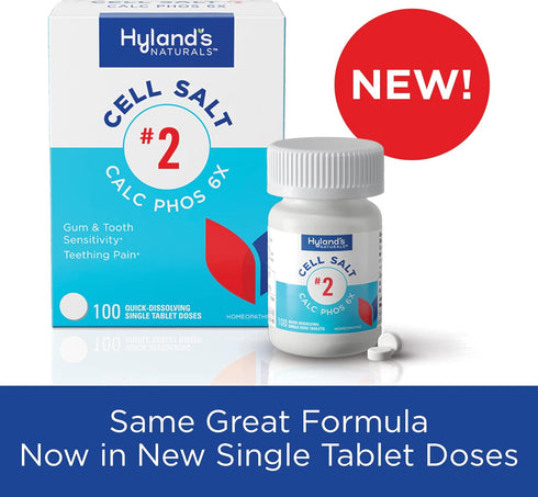 Hyland's Naturals Cell Salts 2 Calcarea Phosphorica 6X Tablets - Natural Homeopathic Relief for Oral Pain - 100 Count