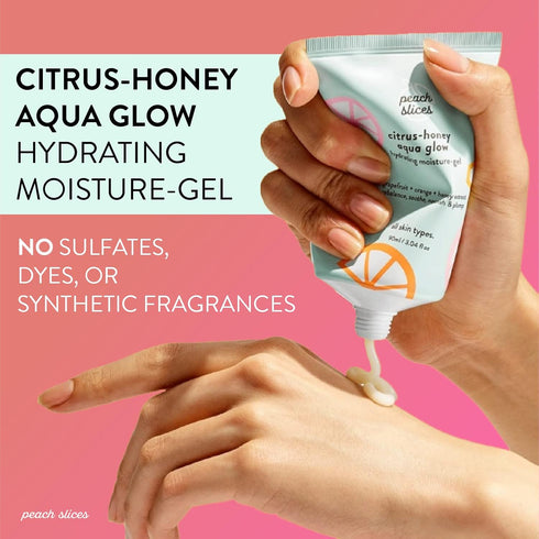 Peach Slices | Citrus-Honey Aqua Glow | Hydrating Moisture Gel | Face Moisturizer | For Sensitive, Dry, Oily, Dull, & Acne Prone Skin | Honey Extract | For All Skin Types | Korean Skin Care | 3.04 oz