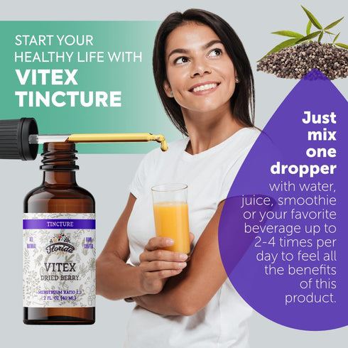 Vitex Tincture, Organic Vitex Extract (Chaste Tree, Vitex Agnus-Castus) Dietary Supplement to Support Female Reproductive Health, 2 oz, 680 mg
