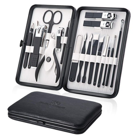 Professional Stainless Steel Nail Clipper Kit - 18pcs Travel & Grooming Set with Luxurious Case