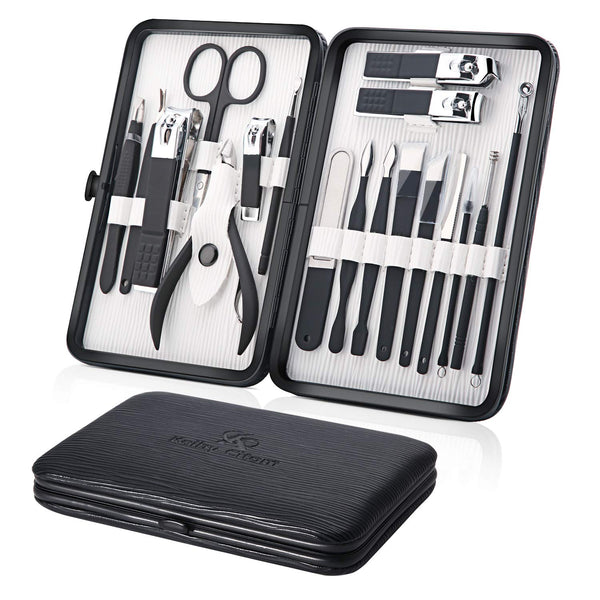 Professional Stainless Steel Nail Clipper Kit - 18pcs Travel & Grooming Set with Luxurious Case