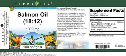 Terravita (18:12) 1000 (100 427995) Salmon Oil - mg softgels, ZIN: