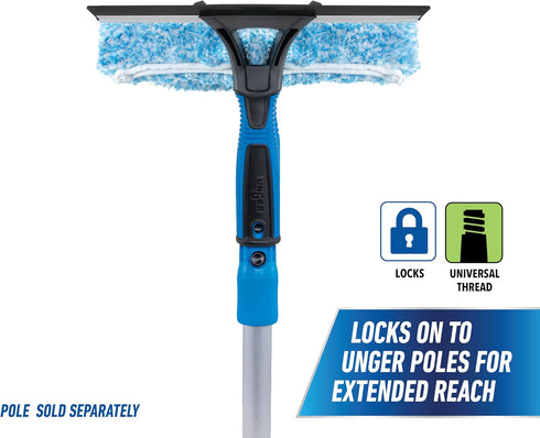 Unger 10” Professional Squeegee & Scrubber - 2-in-1 Window Cleaning Tool for Commercial & Residential Use
