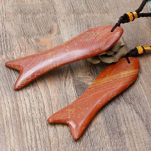 ZHAO SHOP Fish-Shaped Scraping Board | Traditional Anti-Aging Scraper| Bian Stone Gua Sha Massage Tool | Shoulder