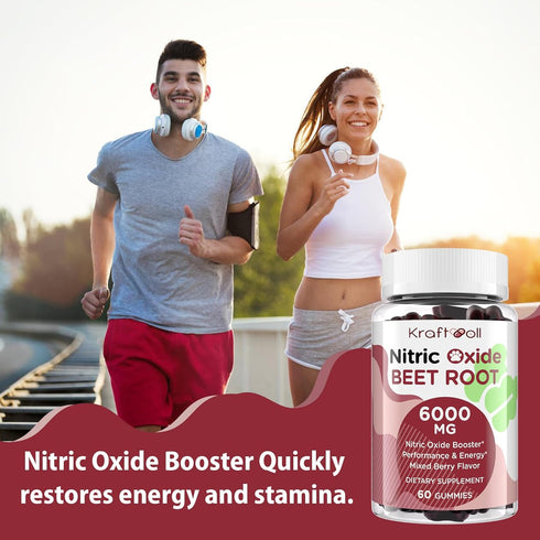 Nitric Oxide Beet Root Gummies 6000MG Supplements - Sugar Free Beetroot Grapeseed Powder
