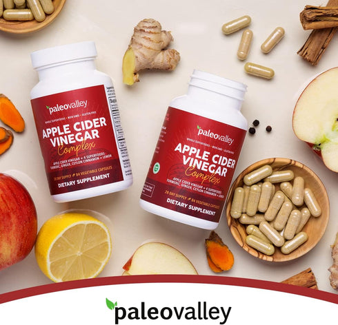 Paleovalley Apple Cider Vinegar Complex - Superfoods Turmeric, Ginger, Ceylon Cinnamon, 84 Vegetable Capsules