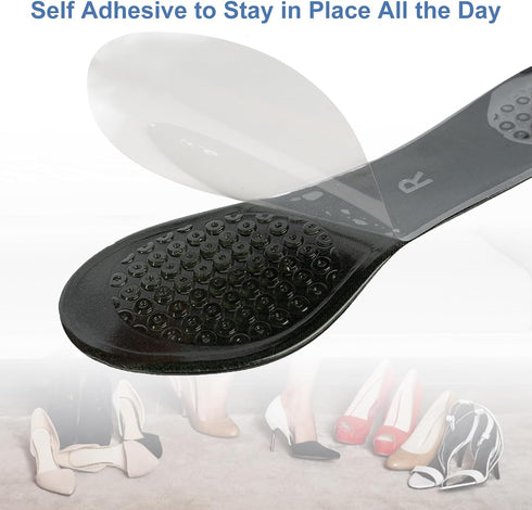 2 Pairs Gel High Heels Sandals Cushion Insoles, Non-slip Invisible Inserts for Flats, 3/4 Length Pads, Black
