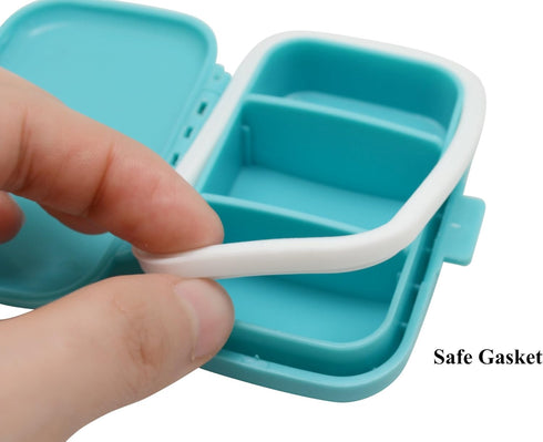 Small Pill Box Supplement Case for Pocket or Purse - 3 Removable Compartments Travel Medication Organizer (Blue)