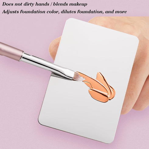KissDate Makeup Mixing Palette - Stainless Steel Spatula Tray with Foundation Spatula, Cosmetic Mixer for Nail Art