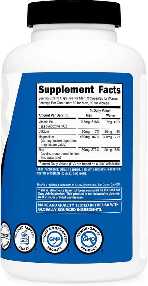 Nutricost ZMA 180 Capsules - Non-GMO & Gluten Free ZMA Supplement