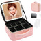 Travel Makeup Bag with LED Lighted Mirror, Adjustable Brightness, Waterproof Cosmetic Train Case Organizer