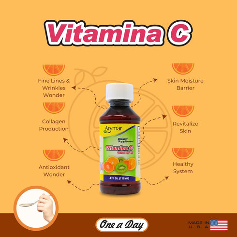 Vitamin C for Adults, Immune Support, Orange Flavor, 4 Fl Oz
